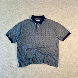 Vintage 90s Gray Diamond Pattern Dadcore Knit Polo Shirt Knightsbridge XL Retro